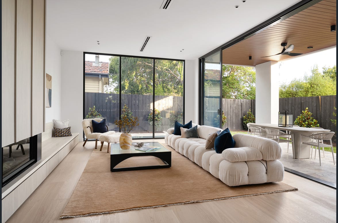 Open-plan living at dusk